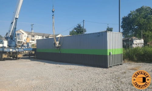 Using Crane to lift Container.