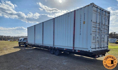 Shipping a Container on a Flatbed Trailer.