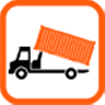 icon of black truck carrying orange container