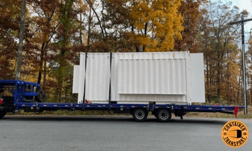Container on a trailer.
