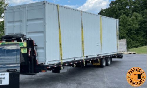 Shipping Container on a Trailer.