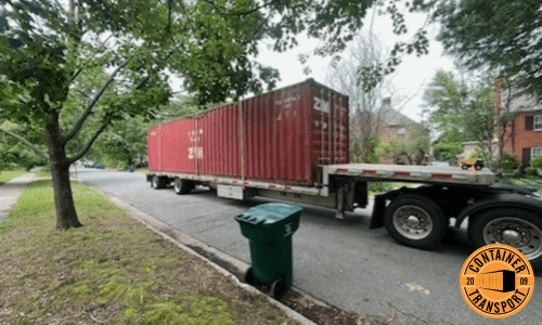 40 Foot Loaded Container on a Step Deck trailer.