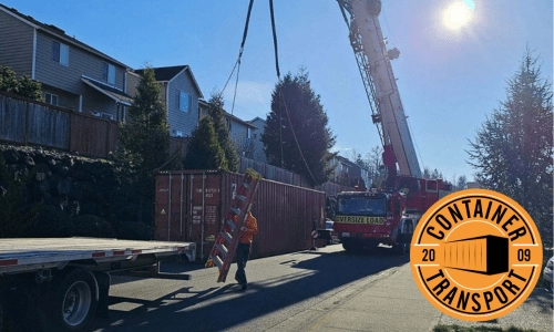 container being lifted by crane