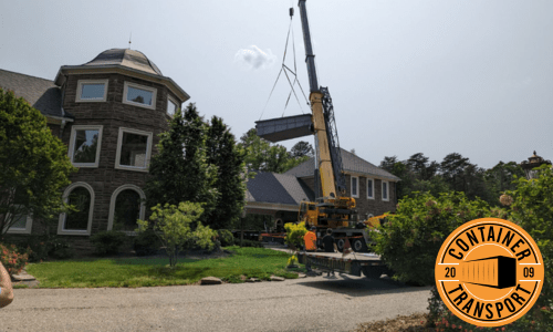 Transporting a Fiberglass container pool.