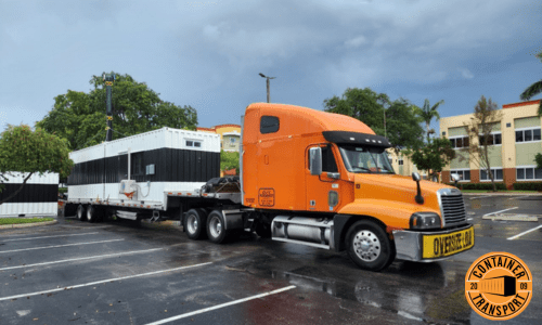 Transporting a Container on trailer.