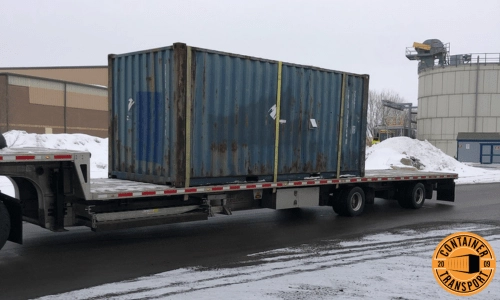 Shipping a Container on a Step deck trailer.