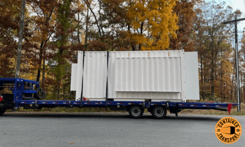 Container on a trailer.