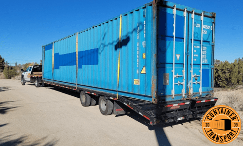 Container on a trailer.