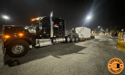 Shipping a Container on a RGN trailer.