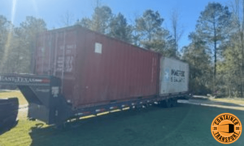 Transporting a Container on a Gooseneck trailer.