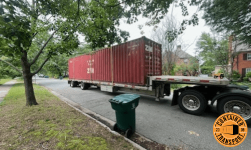40 Foot Loaded Container on a Step Deck trailer.