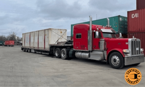 Container being shipped to a container yard.