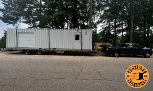 Container on a trailer.