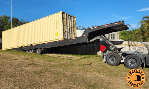 Exporting container on a trailer.