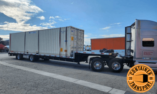 Shipping a container on a trailer.