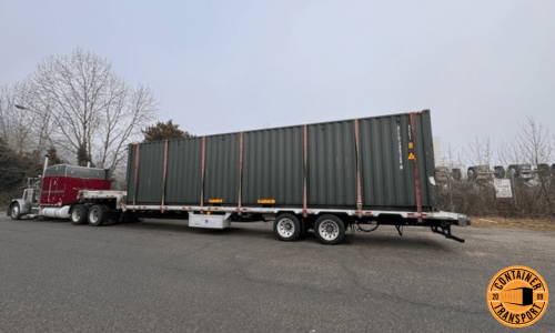 Transporting a Container on a step deck trailer.