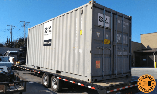 Transporting a Container on a trailer.