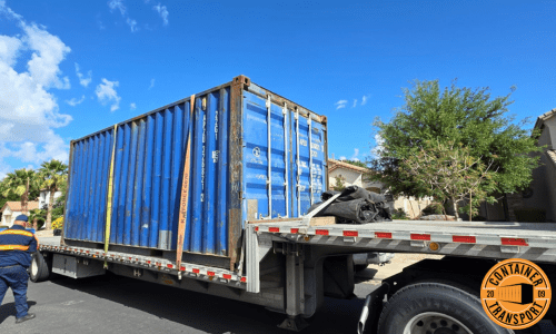 Transporting a Container on a Step Deck trailer.