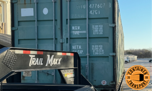Container on a trailer.