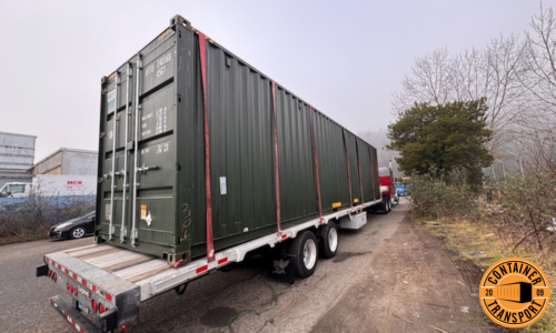 Transporting a Container on a Step Deck trailer.