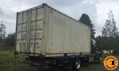 Transporting a Container on a Trailer.