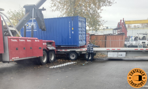 Container being transported
