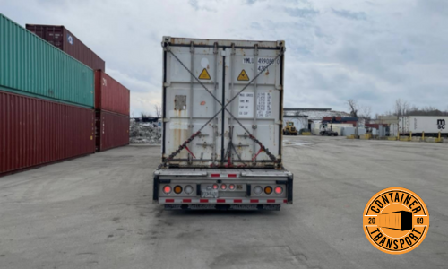 Container on a trailer for transport.