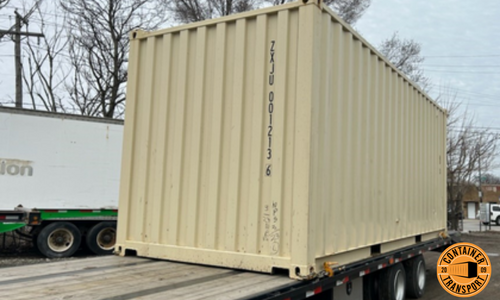 Container transport on flatbed