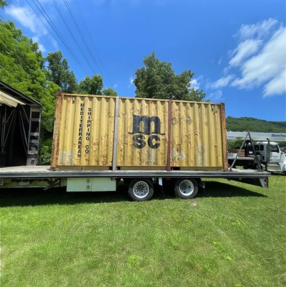 Container being transported