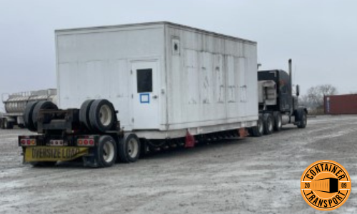 Container converted to a Mobile Surgery Unit being transported.
