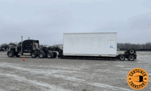 Transporting a Mobile Surgery Unit Container.