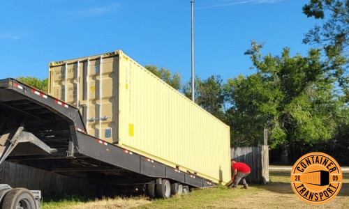 Loading a container onto a semi-truck