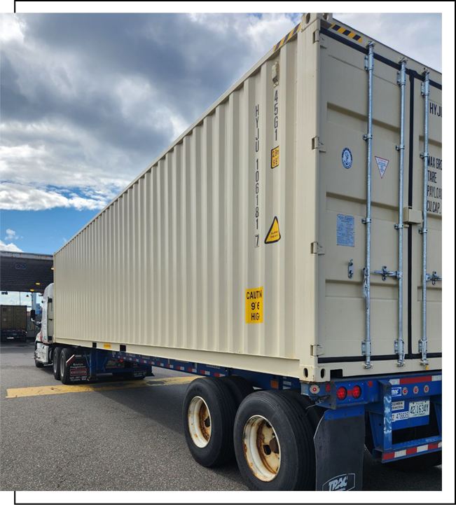 Container being transported