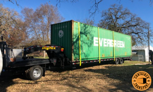 Transporting a Container on a RGN trailer.