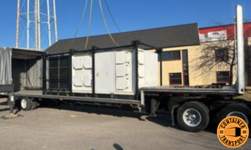 Shipping a Container in a Conestoga Trailer.