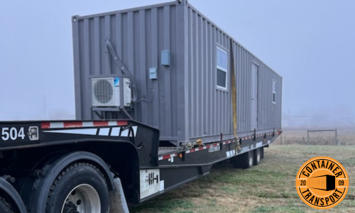 Container on a trailer.