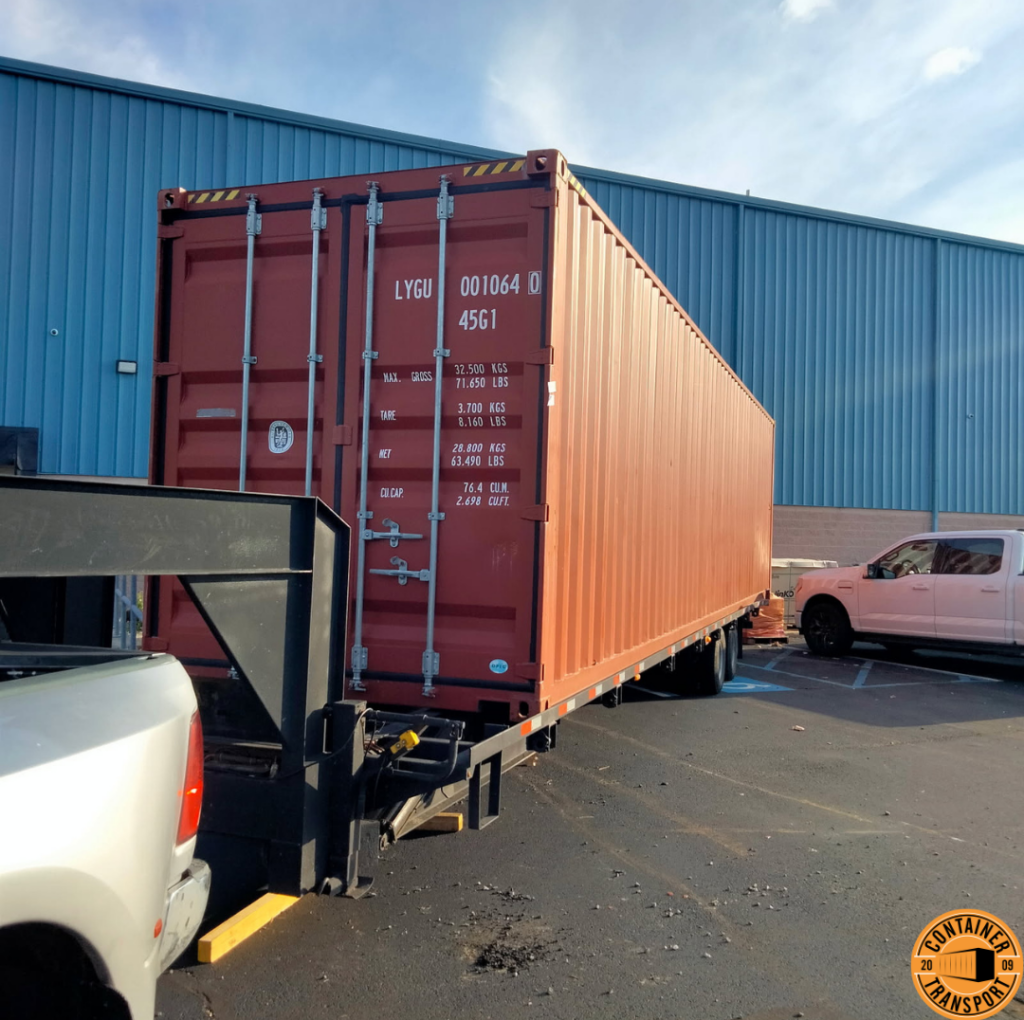 Transporting a 40 ft HC shipping container