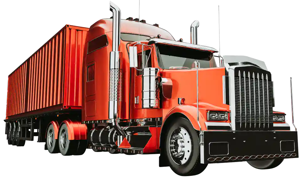 Orange truck with container